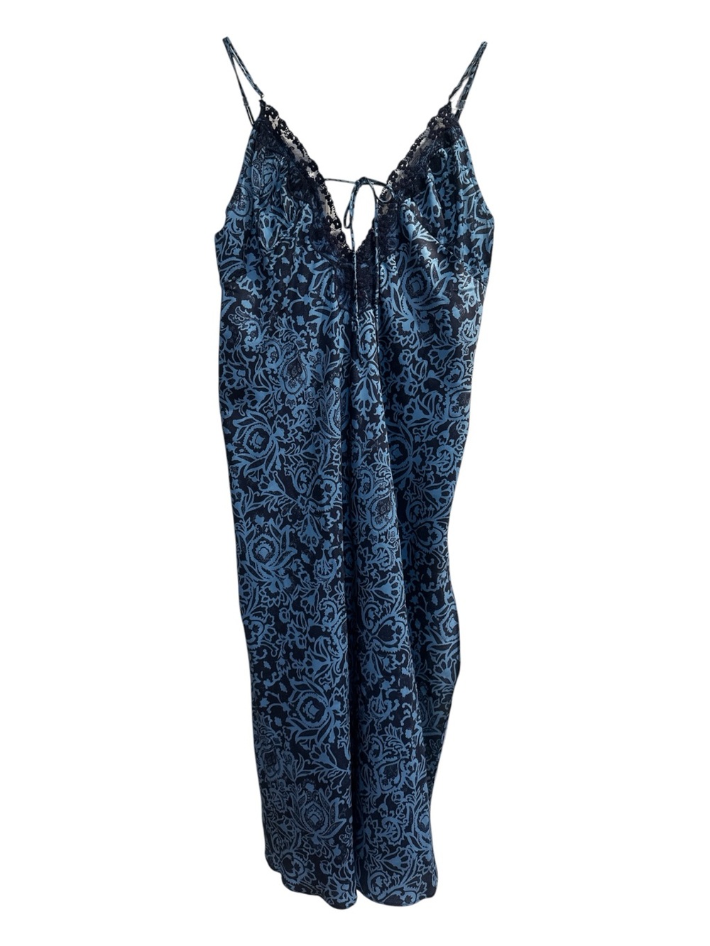 Free People Blue Jacquard Slip Dress with Blue Lace Trim NWT - Picture 5 of 8